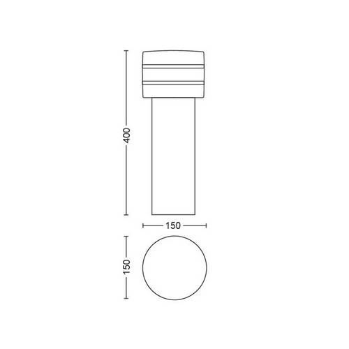 LAMPARA PED PHILIPS 1740547P0 TUAR HUE INOX 1X9,5W